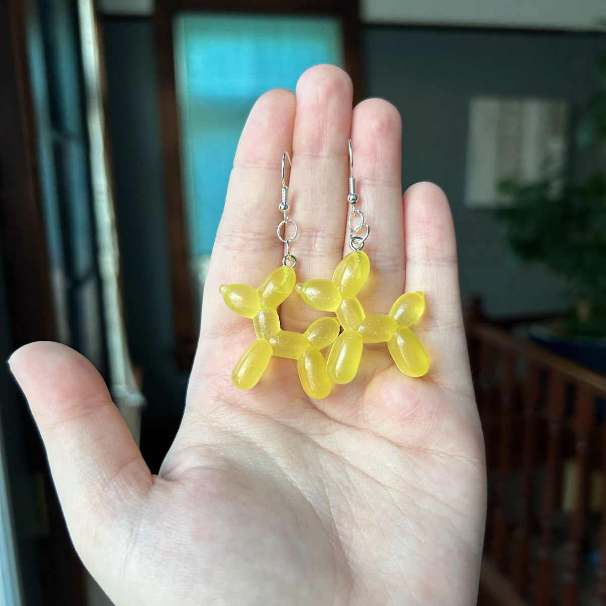 Yellow Balloon Dog Earrings