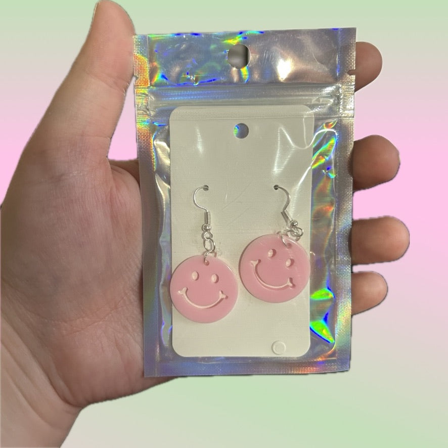 Pink Smiley Earrings