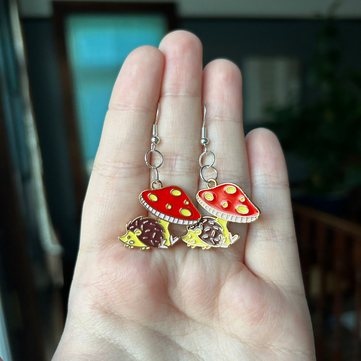 Mushroom Hedgehog Earrings