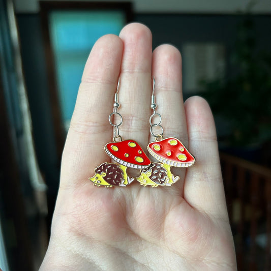 Mushroom Hedgehog Earrings