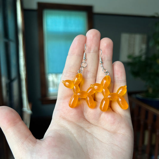 Orange Balloon Dog Earrings