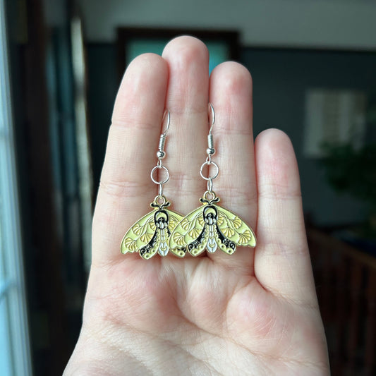 Yellow Moth Earrings