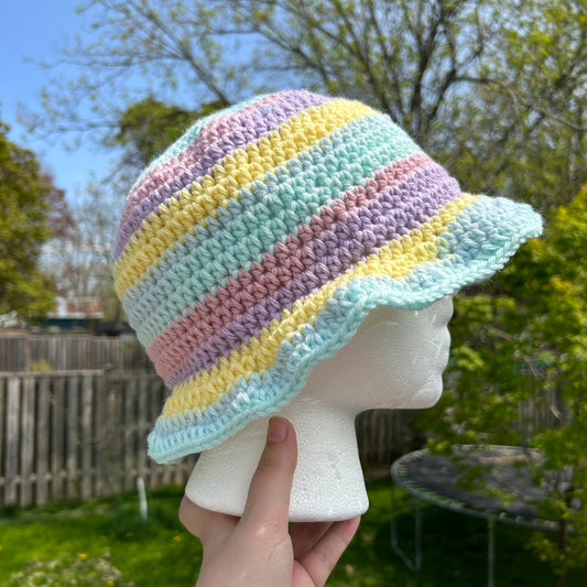 Pastel Striped Bucket Hat