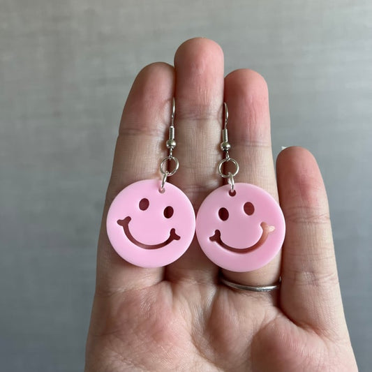 Pink Smiley Face Earrings