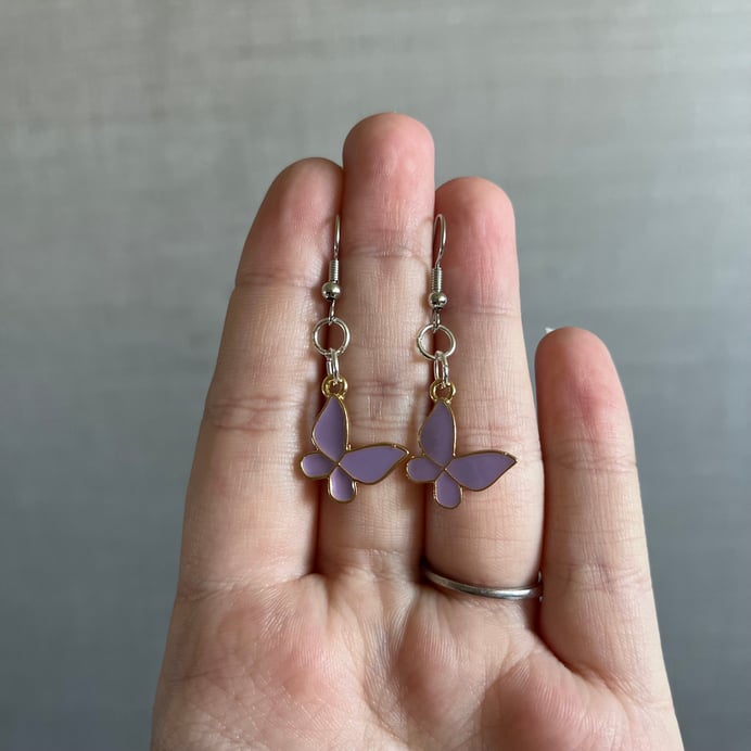 Dainty Purple Butterfly Earrings