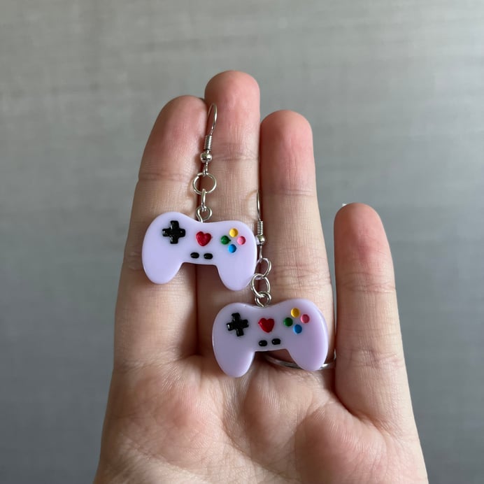 Purple Game Controller Earrings