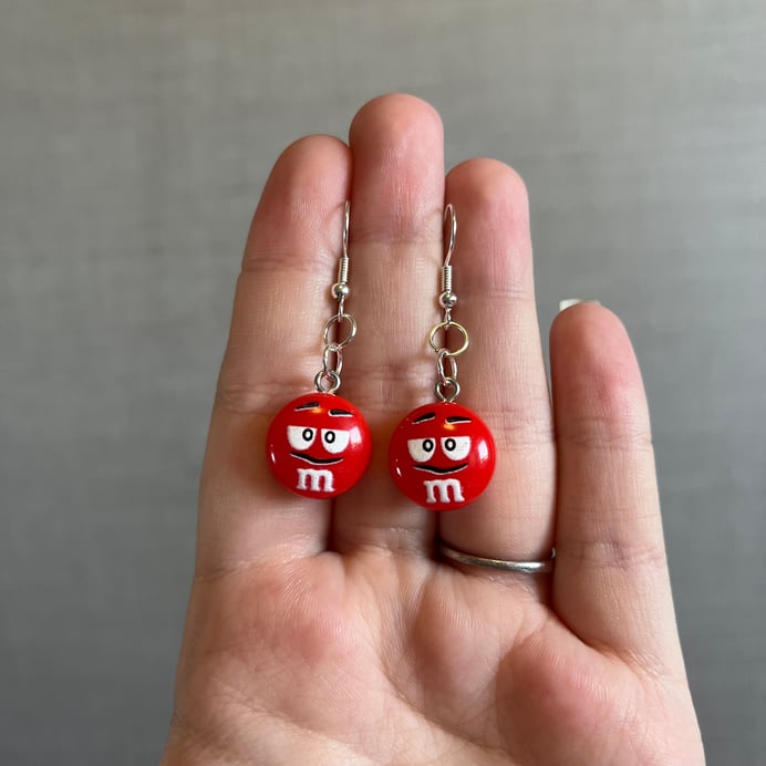 Red M&M Earrings